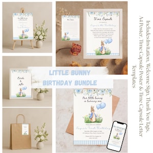 Little Bunny Printable Set | Birthday Decorations Template | Instant Download