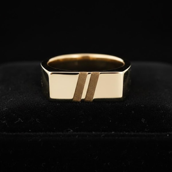 Minimalist Signet Ring, 925 Sterling Silver Geometric Ring, Modern Rectangle Statement Ring, Simple Unisex Band Ring Gift