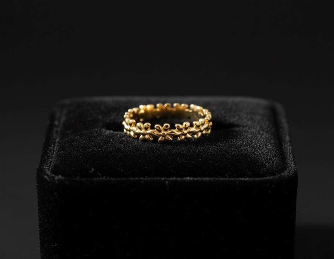 Dainty Floral Gold Band Ring Flower Wedding Band for Women Minimalist Stacking Ring Nature Inspired Everyday Jewelry