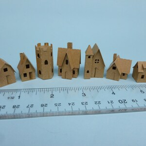 Tiny Village 2012, pre-cut kit to make 7 miniature glitter houses, 3 color choices white, gingerbread brown, black bild 2