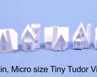 Micro sized Tiny Tudor Village 2014, pre-cut kit to make 8 miniature cardstock buildings. 3 color choices
