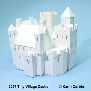 Tiny Village Castle 2017,  a pre-cut and pre-scored cardstock kit, color choice white.