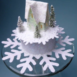 Tiny Village 2012, pre-cut kit to make 7 miniature glitter houses, 3 color choices white, gingerbread brown, black bild 3