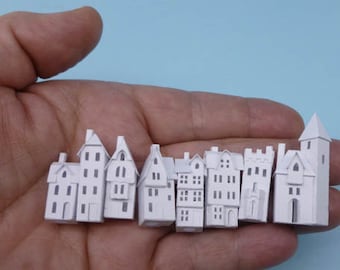 Micro Tiny Old Town  2014, a pre-cut kit to make 8  miniature cardstock buildings