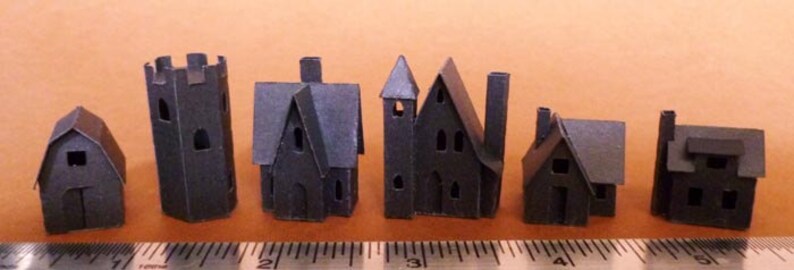 Tiny Village 2012, pre-cut kit to make 7 miniature glitter houses, 3 color choices white, gingerbread brown, black bild 4
