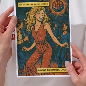 ABBA Dancing Queen Greeting Card – Retro 70s Music Birthday, Anniversary or Wall Art Print – Disco Pop Fan Gift - Music Birthday Card