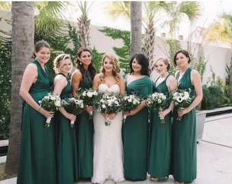 SALE Forest Green Knee Length Bridesmaids Dress - Ready to Ship - One Size Fits Most