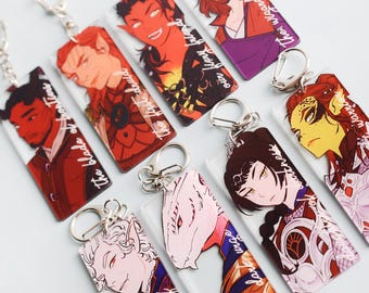 BG3 Astarion Halsin Character Acrylic Keychain Set with Metal Ring, RPG Game Collectible, Vivid Illustration Keychain for Bag Keys Backpack