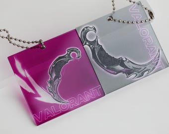 VALORANT Reaver Dagger Acryl Schlüsselanhänger - Neon Pink & Metall Grau - Esports Geschenke, Gaming Zubehör, Game Fan Geschenke, Anime Waffe Schlüsselanhänger