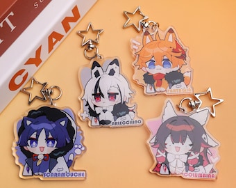 Genshin Impact Columbina Scaramouche Tartaglia Arlecchino Acrylic Keychain - Fatui Game Collectibles