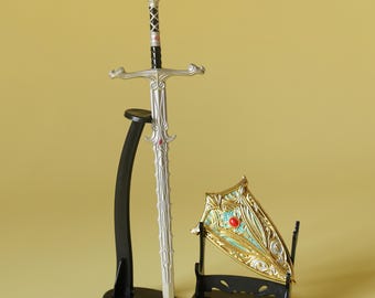 Baldur's Gate 3 Astral Silver Sword & Shield Replica Set - Metal Display Model for Cosplay Collection Gaming Decor Gift
