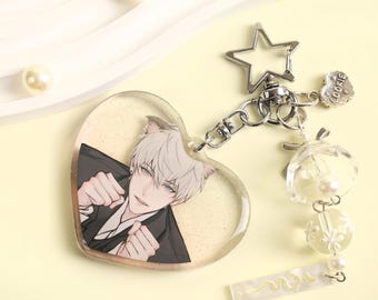 Xavier Resin Schlüsselanhänger - Anime Acryl Anhänger mit Sternanhänger, Perlen & Keksanhänger, Süßes Taschenaccessoire Geschenk, Hochwertiger Schlüsselanhänger