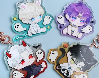 Xavier,Zayne,Rafayel,Sylus Acrylic Keychain - Chibi Halloween Ghost Bat Design for Bag Keys Gift, Perfect Gift for Fans & Collectors