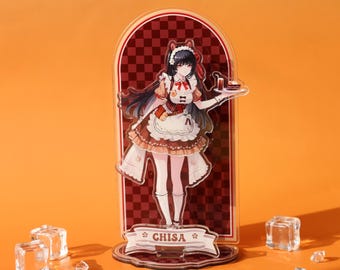 Wuthering Waves Chisa Acrylic Standee - Cute Maid Cat Girl with Cake Tray for Desk Display Anime Figure Gift