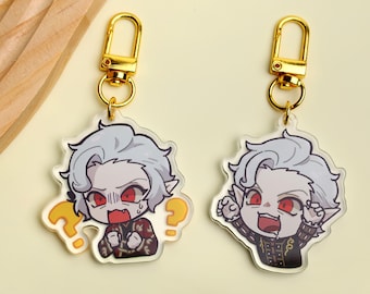 Baldur's Gate 3 Astarion Acrylic Keychain Set - Chibi Style with Gold Clip for Bag Keys Game Merch Gift