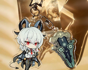 Wuthering Waves Zani Acrylic Keychain - Cute Chibi Anime Key Ring with Weapon Charm, Perfect Desk Decor Christmas Gift for Anime Fans