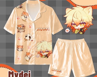 Honkai Star Rail Mydei Pajama Set, Anime Fan Gift Sleepwear, Cute Character Print Loungewear for Home