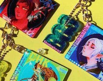 Baldur's Gate 3 Acrylic Keychain Set - Chibi Karlach, Shadowheart & Lae'zel with Gummy Bear Charms, RPG Key Rings for Fans Gifts
