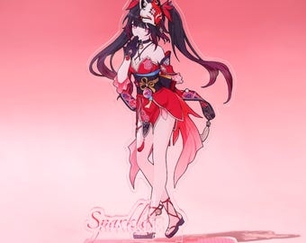 Honkai Star Rail Sparkle Acrylic Stand - Anime Red Kimono Figure for HSR Fans, Desk Decor & Gift