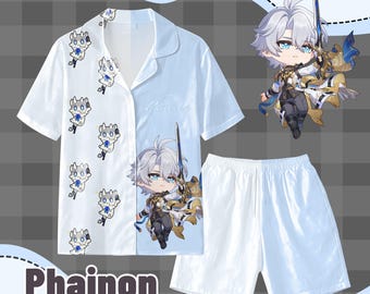 Honkai Star Rail Phainon Pyjama-Set, Anime-Fan-Geschenk, Schlafanzug mit niedlichem Charakterprint für Zuhause