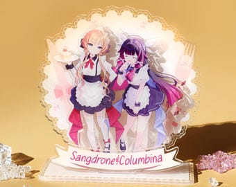 Genshin Impact Columbina Sandrone Acrylic Stand - Maid Outfit Duo Desktop Decor, Lace Edge Anime Display for Fans Collectors