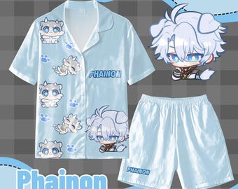 Honkai Star Rail Phainon Pajama Set, Anime Fan Gift Sleepwear, Cute Character Print Loungewear for Home