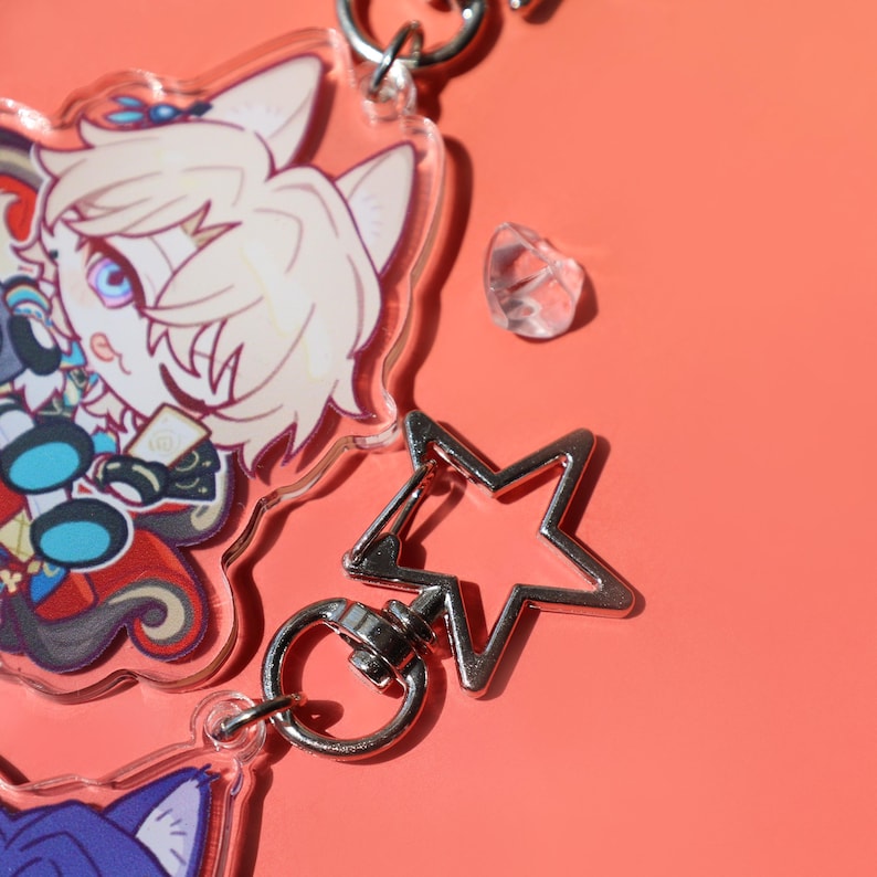 Hsr Cat Keychains Honkai Star Rail Aventurine Dr. Ratio Acrylic Keychain - Chibi Cat ...