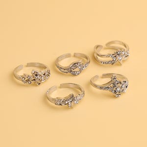 Xavier Zayne Rafayel Sylus Caleb Character Rings - Silver Plated Open-Ended Rings with Rhinestones, Cosplay Jewelry Gift