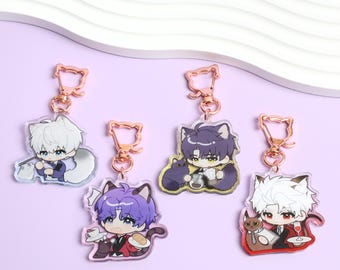 Xavier,Zayne,Rafayel,Sylus Acrylic Keychain  - Cute Anime Character Keyrings with Animal Ears, Perfect Gift for Fans & Collectors