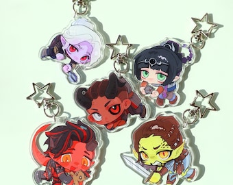 Baldur's Gate 3 Acrylic Keychains, Karlach Shadowheart Lae'zel Wyll Minthara Chibi Character Keyrings, RPG Game Fans Gift