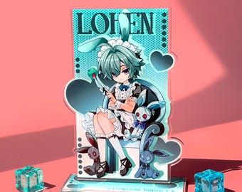 Genshin Impact Lohen Acrylic Stand - Rock Band Guitarist Desktop Decor, Punk Style Anime Figure for Music Fans & Collectors