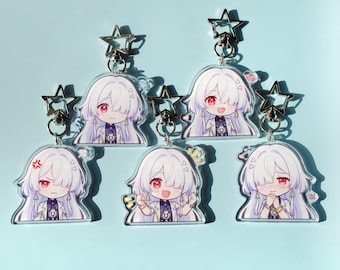 Wuthering Waves Mornye Acrylic Keychain - Multiple Expressions Chibi Anime Bag Keyring with Star Ring Gift