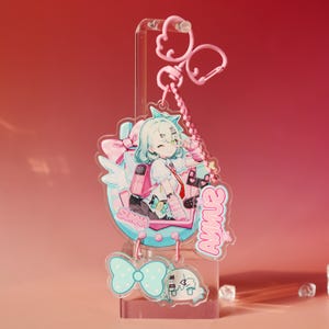 Zenless Zone Zero Sunna Acrylic Keychain – Cute Chibi Anime Keyring with Sunna Tag & Heart Clasp, Perfect for Bag, Backpack, Key, Fan Gift