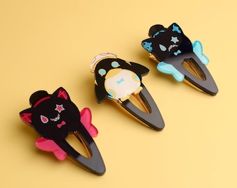 Lyney Lynette Freminet Acrylic Hair Clips Set - Cute Anime Character Cat and Penguin Design for Cosplay Gift-Cat Penguin Hairpins