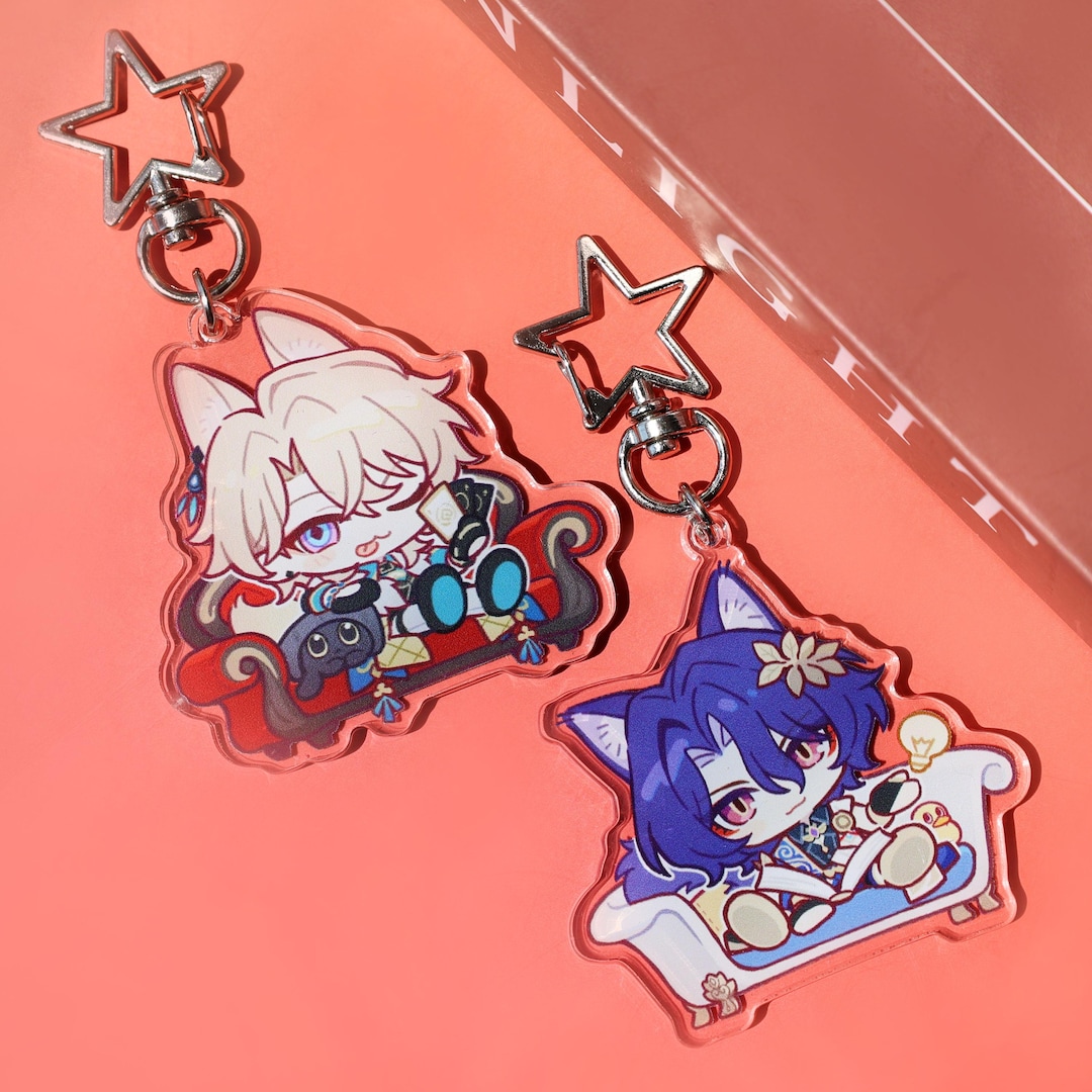 Hsr Cat Keychains Honkai Star Rail Aventurine Dr. Ratio Acrylic Keychain - Chibi Cat ...