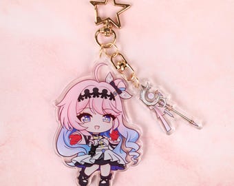 Wuthering Waves Denia Acrylic Keychain - Chibi Anime Strap with Star Clasp Weapon Charm, WW Merch for Fans Gifts