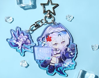 Honkai Star Rail Silberner Wolf Acryl-Schlüsselanhänger – Chibi-Cyberpunk-Charakter-Schlüsselanhänger für Anime-Fans, Reisegeschenk & Schreibtischdekoration