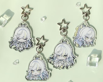 Genshin Impact Zibai Acrylic Keychain - Cute Chibi Character Key Ring for Anime Fans, Traveler Gift & Desk Decor