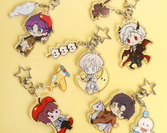 Sylus Xavier Zayne Rafayel Caleb Acrylic Keychain - Characters Chibi Anime Charm, Cute Bag Clip, Keyring Gift for Fans, Colorful Game Merch