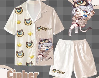 Honkai Star Rail Cipher Pajama Set, Anime Fan Gift Sleepwear, Cute Character Print Loungewear for Home