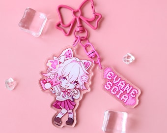 Honkai Star Rail Evanescia Acrylic Keychain - Chibi Cyberpunk Character Key Ring for Anime Fans, Traveler Gift & Desk Decor