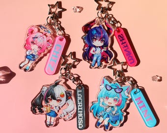 Neverness to Everness Acrylic Keychain - Chibi Shinku/Lacrimosa/Mint/Chiz with Name Tags, Cute Anime Key Rings for Fans & Gifts