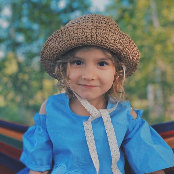 Mode dentelle bébé chapeau été paille arc bébé fille casquette plage enfants Panama chapeau princesse bébé protection solaire chapeaux casquettes pour enfants, chapeau de paille
