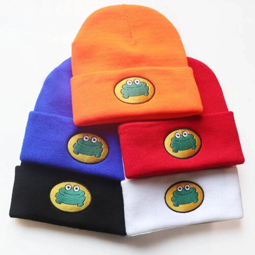 Parappa the Rapper Beanie Embroidery Winter Hat Cotton Frog Etsy