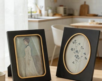 Elegant Matte Black Home Art Picture Frame, Minimalist Retro Vintage Wall Frame Set, Aesthetic Picture Frame for Gallery Wall