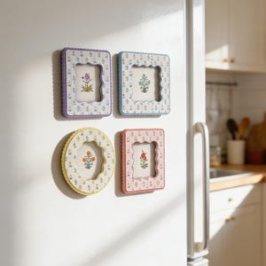 Niedliches magnetisches Bilderrahmen-Set, Pastellblumen-Polaroid-Fotorahmen-Magnet für Notizen und Fotos, Geschenk für Hausliebhaber