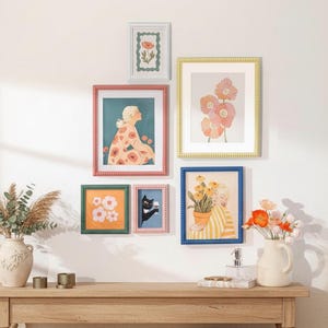 Retro Beaded Picture Frames Set, Colorful Gallery Wall Decor Frames, Home Decor | Gifts for Her, Individual or Set and Custom Options