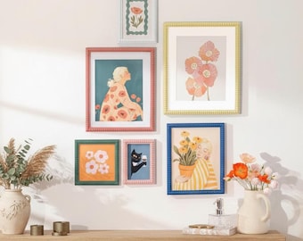 Retro Beaded Picture Frames Set, 11x14in Colorful Gallery Wall Photo Frames Decor, Individual or Set and Custom Options, Mother’s Day Gift