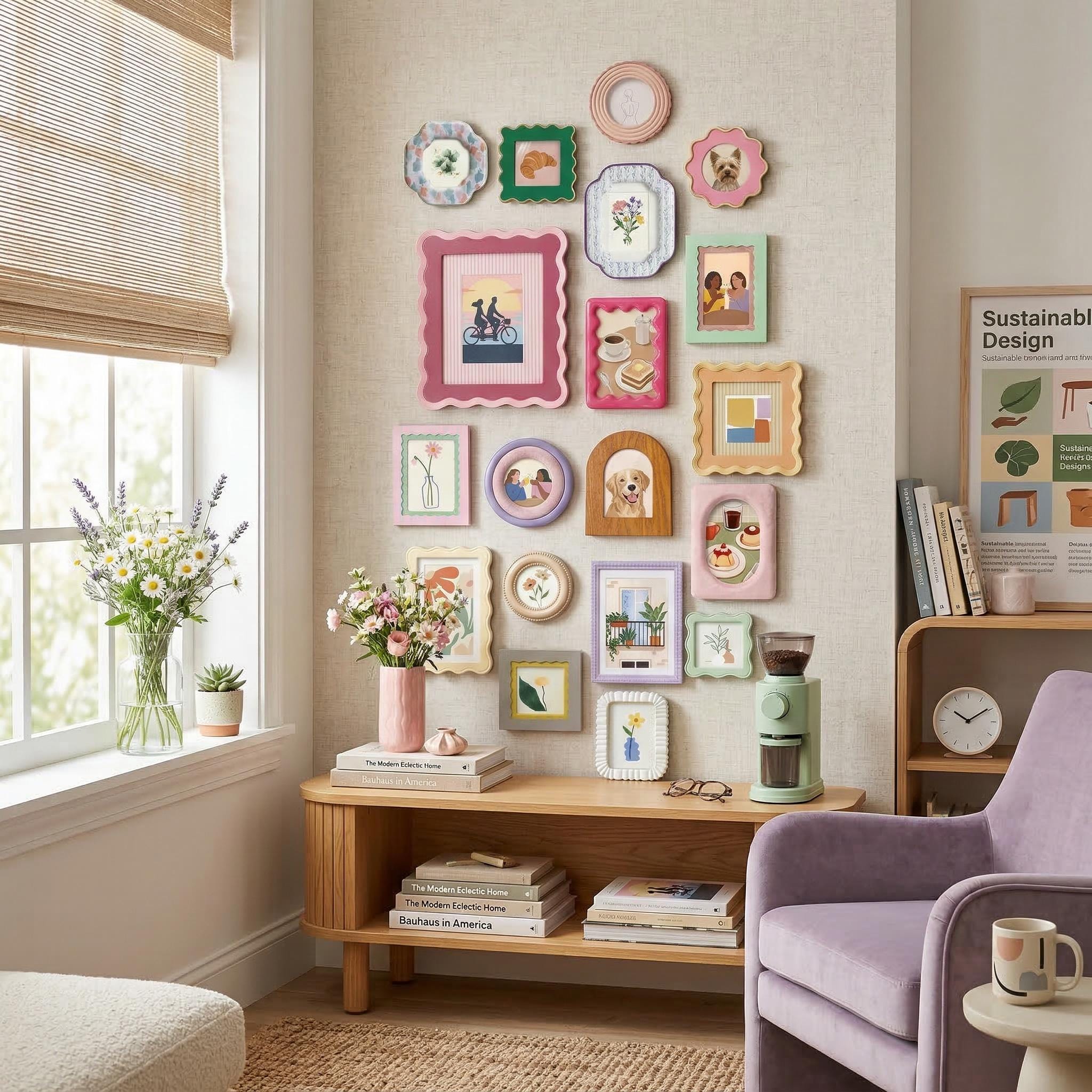 19 Piece Gallery Wall Picture Frame Set, Mix Size & Shape Colorful ...