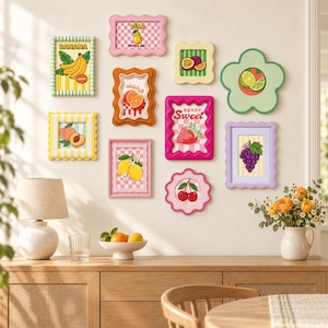 Colorful Scalloped Gallery Wall Picture Frame Set, Whimsical Dopamine Photo Frames, Pastel Wall Art Kit, Mother’s Day Gift (Single/Set)